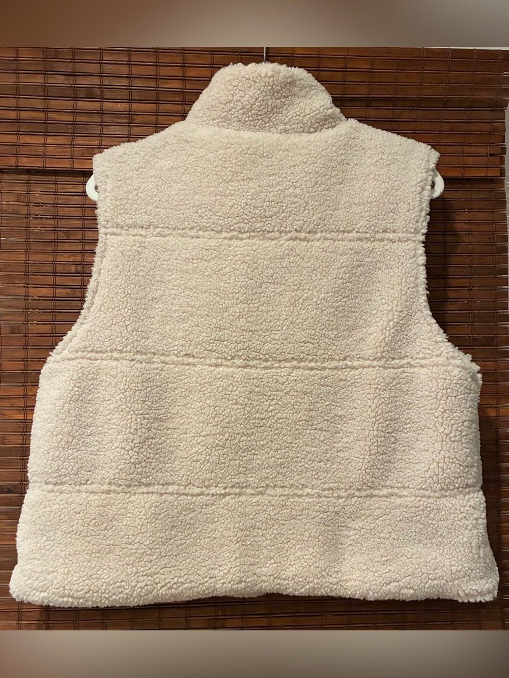 Women's Cream Sherpa Vest with Blue Trim - Picture 5 of 5